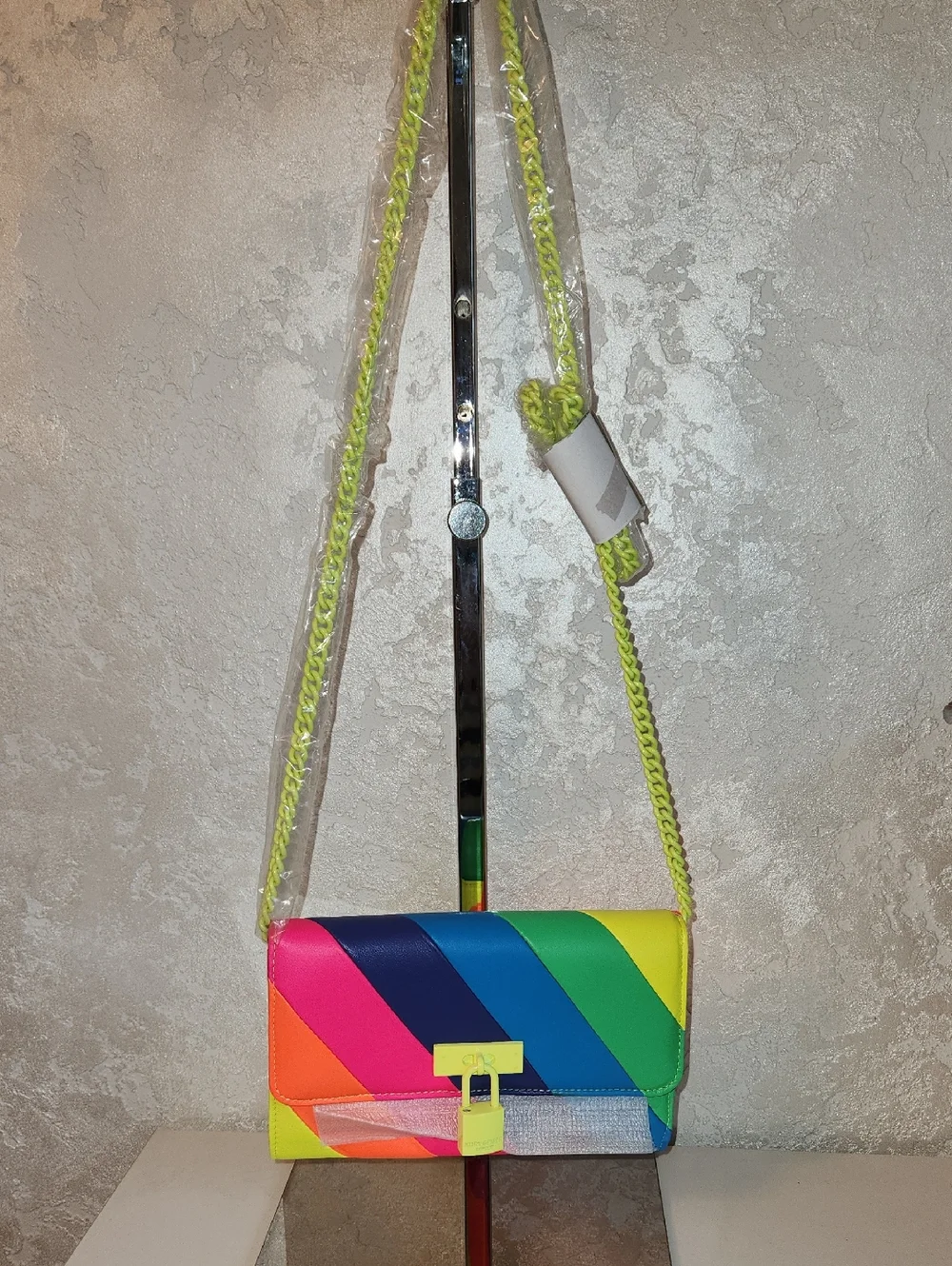 Kurt Geiger Colorblock Rainbow Crossbody Bag - Lime Strap NWT
